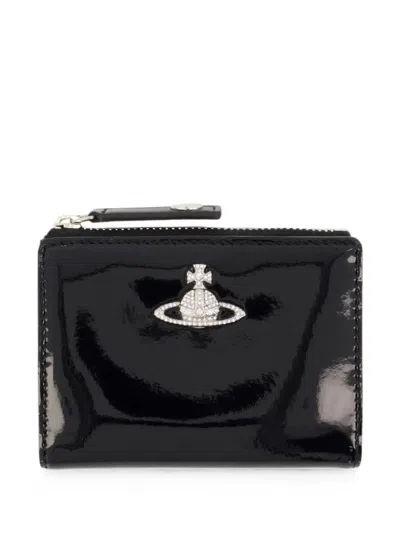 Vivienne Westwood Diamante Orb Card Holder In Black