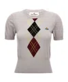 Vivienne Westwood Mens Pigeon Grey Argyle-pattern Orb-embroidery Cotton-blend Knitted Top In Gray