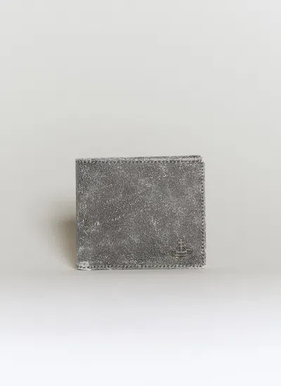 Vivienne Westwood Distressed Bi-fold Leather Wallet In Grey