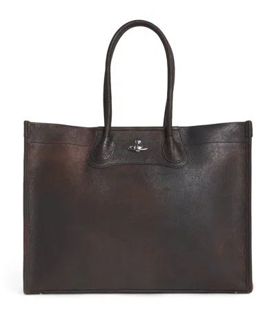 Vivienne Westwood Distressed Leather Tote Bag In Red