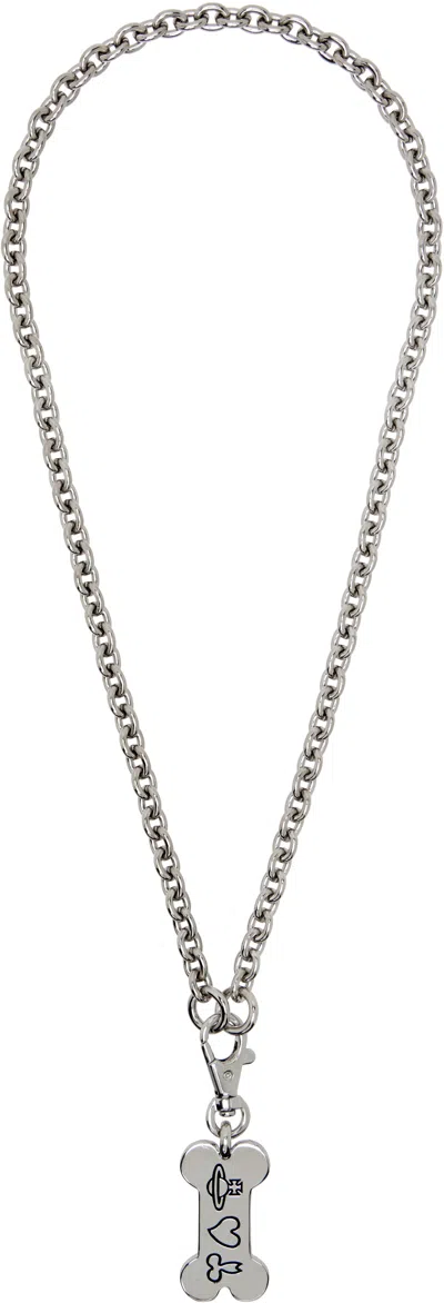 Vivienne Westwood Dog Tag Pendant Necklace In Metallic