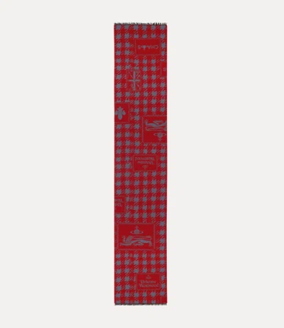 Vivienne Westwood Dogtooth Badge Scarf Red Dogtooth Badge Unisex