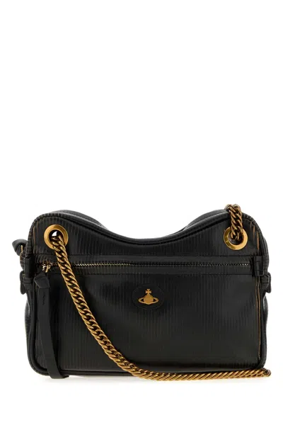 Vivienne Westwood Medium Dolce Leather Shoulder Clutch Bag In Black