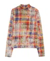 Vivienne Westwood Turtleneck Top Print Fluid Jersey Distressed-tartan Xl Women In Multi