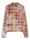 Vivienne Westwood Turtleneck Top Print Fluid Jersey Distressed-tartan Xl Women In Multi