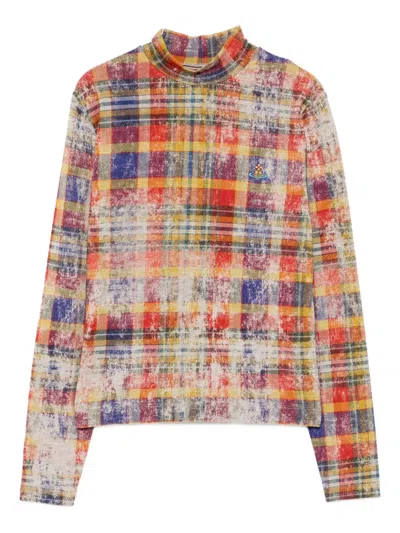 Vivienne Westwood Dolcevita Tartan Turtleneck Top In Multi