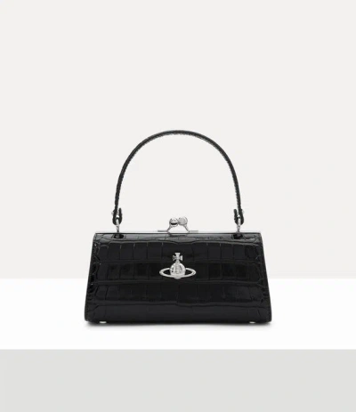 Vivienne Westwood Doll Xl Bag Emboss Croc Leather Black