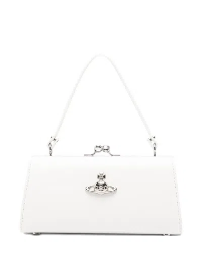 Vivienne Westwood Doll Xl Frame Orb-plaque Clutch Bag In White