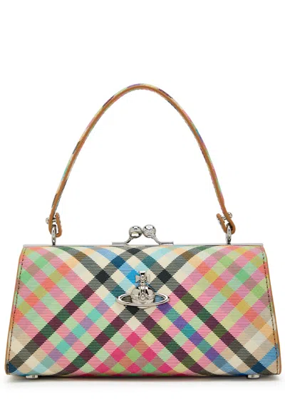 Vivienne Westwood Doll Xl Plaid Faux Leather Top Handle Bag In Multi