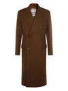 Vivienne Westwood Long Coat With Flap Pockets And Back Vent In Brown