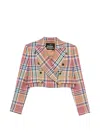 Vivienne Westwood Cropped Multicolor Plaid Jacket With Double-breasted Front In Multi