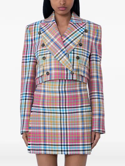 Vivienne Westwood Long Sleeve Cut Off Jacket Heather Check 44 Women In Multi