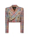 Vivienne Westwood Cropped Multicolor Plaid Jacket With Double-breasted Front In Multi