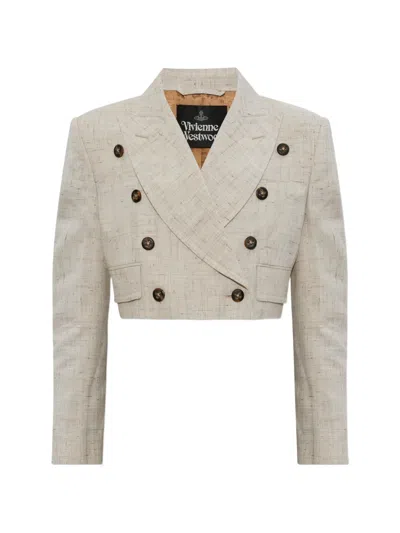 Vivienne Westwood Double-breasted Cropped Jacket In White