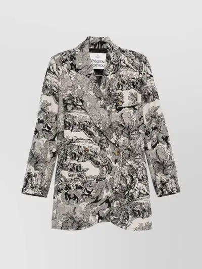 VIVIENNE WESTWOOD DOUBLE-BREASTED PRINTED COAT CURVED HEM