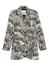 Vivienne Westwood Double-breasted Printed Coat Curved Hem In Black