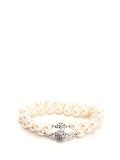 Vivienne Westwood Double Row Pearl Bracelet In White