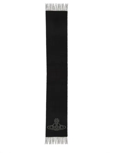 Vivienne Westwood Double Logo Scarf In Black