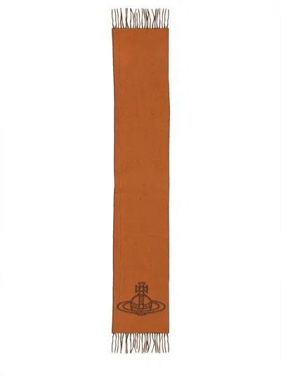 Vivienne Westwood Double Logo Wool Scarf In Red