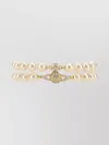 Vivienne Westwood Double Strand Pearl Bracelet With Crystal Embellishments In Neutral