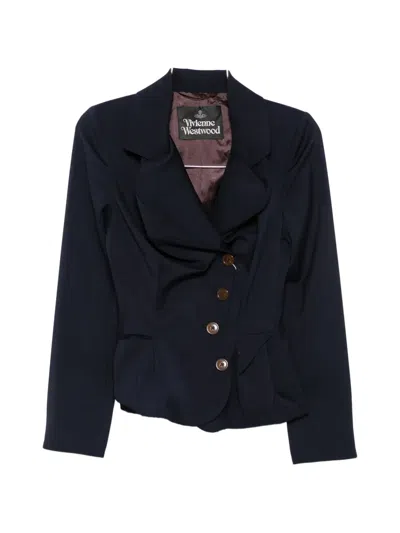 Vivienne Westwood Draped Asymmetric-fastening Jacket In Blue