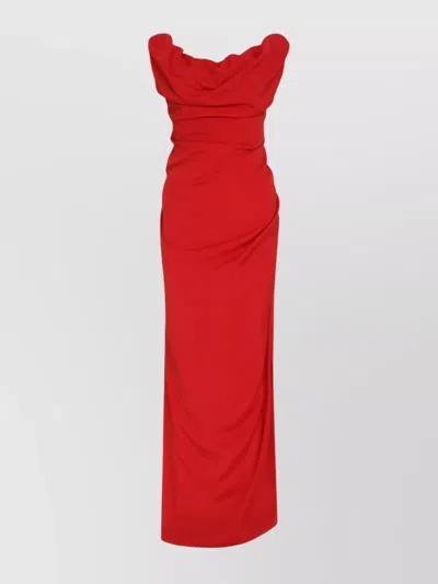 Vivienne Westwood Draped Backless Floor-length Dress With Side Slit In Red