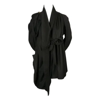 Pre-owned Vivienne Westwood Draped Black Wool Coat