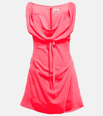 Vivienne Westwood Draped Crêpe Minidress In Pink Neon