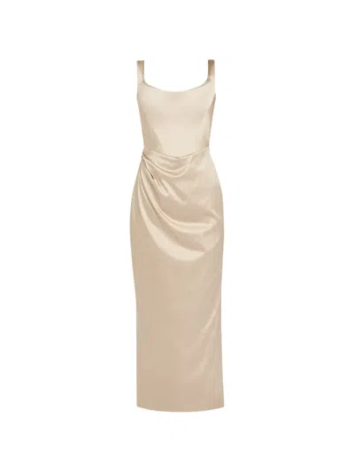 Vivienne Westwood Suzie Corset Satin Midi Dress In White