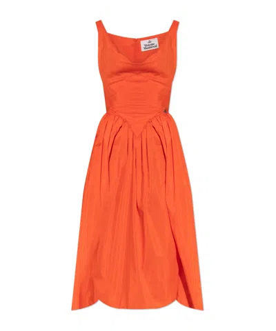 VIVIENNE WESTWOOD VIVIENNE WESTWOOD ORB EMBROIDERED SLEEVELESS MIDI DRESS