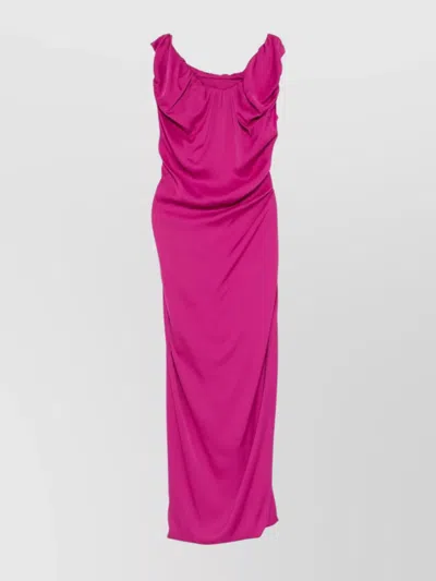 VIVIENNE WESTWOOD DRAPED KNEE LENGTH DRESS WITH RUFFLED NECKLINE