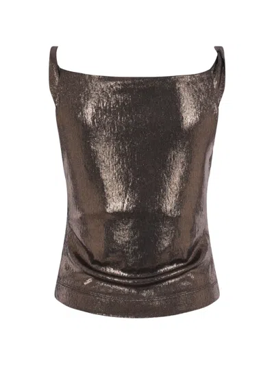 Vivienne Westwood Draped Metallic-effect Top In Brown