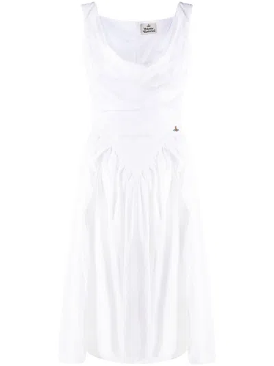 Vivienne Westwood Sunday Draped Cotton And Silk Midi Dress In White