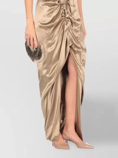Vivienne Westwood Draped Neckline Knee Length Dress In Brown