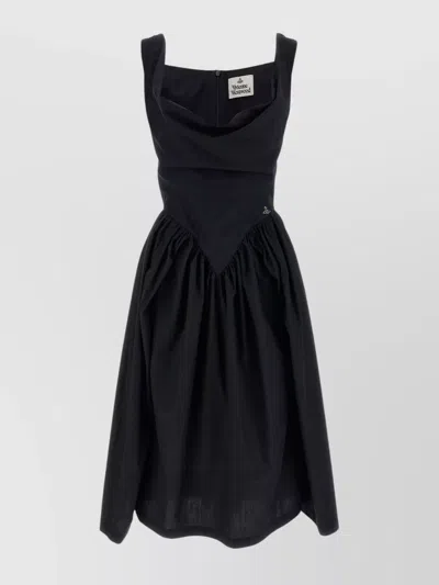Vivienne Westwood Draped Neckline Waist Gathered Sleeveless Dress In Black