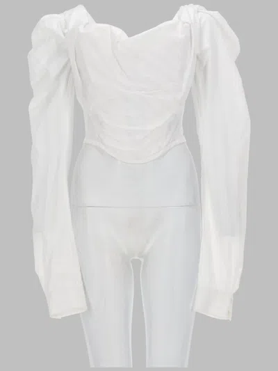 Vivienne Westwood Draped Puff-sleeve Crop Top In White