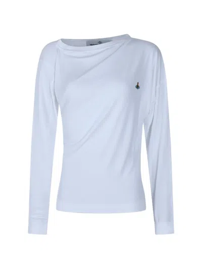 Vivienne Westwood Ribbed Asymmetric Long-sleeve Boat Neck Top In White