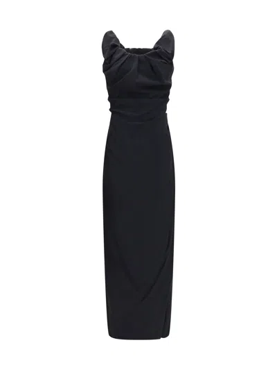 Vivienne Westwood Draped Viscose-silk Dress In Black