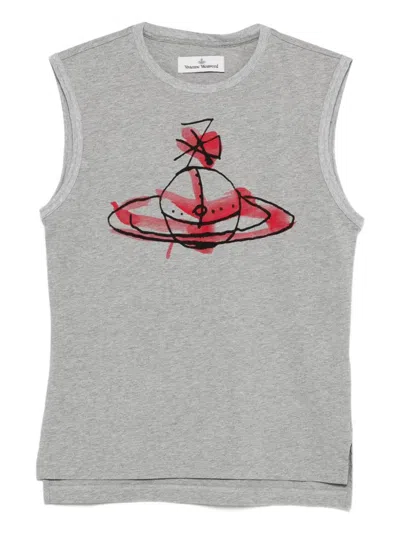 Vivienne Westwood Drawn-orb Sleeveless Top In Gray
