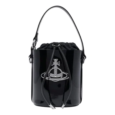 Vivienne Westwood Drawstring Daisy Small Bucket Bag In Black