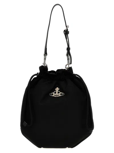 VIVIENNE WESTWOOD DRAWSTRING POUCH HAND BAGS BLACK
