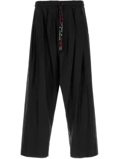 Vivienne Westwood Cotton Trousers With Elastic Waistband And Wide Leg In Black