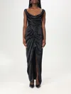 Vivienne Westwood Panther Gathered Asymmetric Maxi Dress In Schwarz