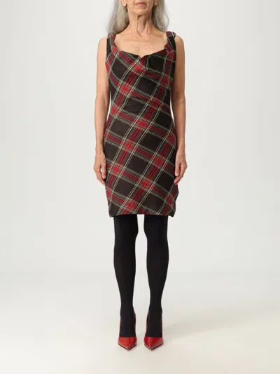 Vivienne Westwood Sleeveless Square Neckline Tartan Dress In Multi