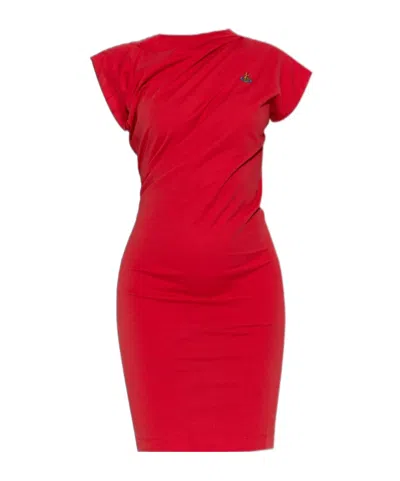 VIVIENNE WESTWOOD ORB-EMBROIDERED ASYMMETRIC MINI DRESS