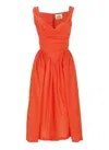 Vivienne Westwood Draped Neckline Midi Dress With Gathered Waist
