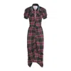 Vivienne Westwood Pulling Dress Tartan Piquet Red-green Xl Women