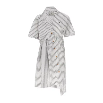 Vivienne Westwood Natalia Asymmetric Poplin Shirt Dress In White
