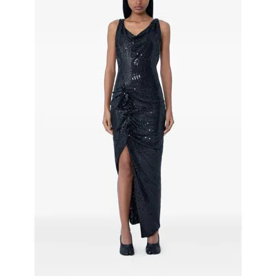 Vivienne Westwood Liz Side Panther Sequin-embellished Midi Dress In Blue