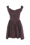Vivienne Westwood Pinstripe Off-shoulder Mini Dress In Burgundy
